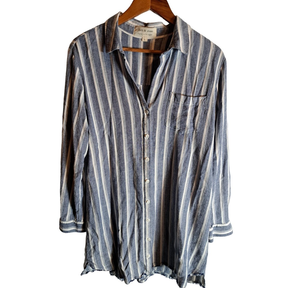 Striped Blue and White Button-Up Dress